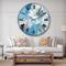 Designart 'Handpainted White Flower On Blue I Farmhouse Wall Clock
